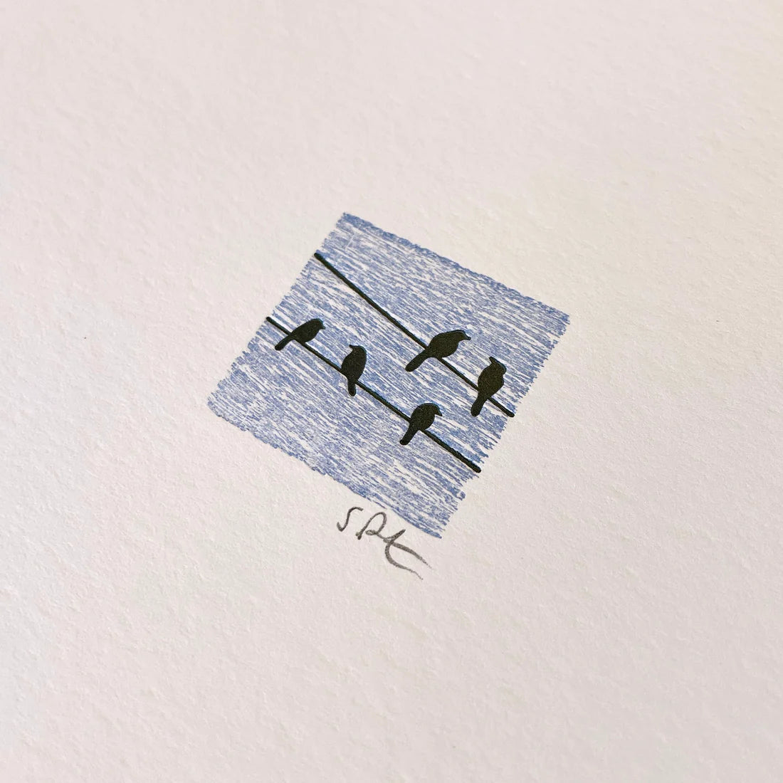 Birds on a Wire (Square) Letterpress Print by Green Bird Press