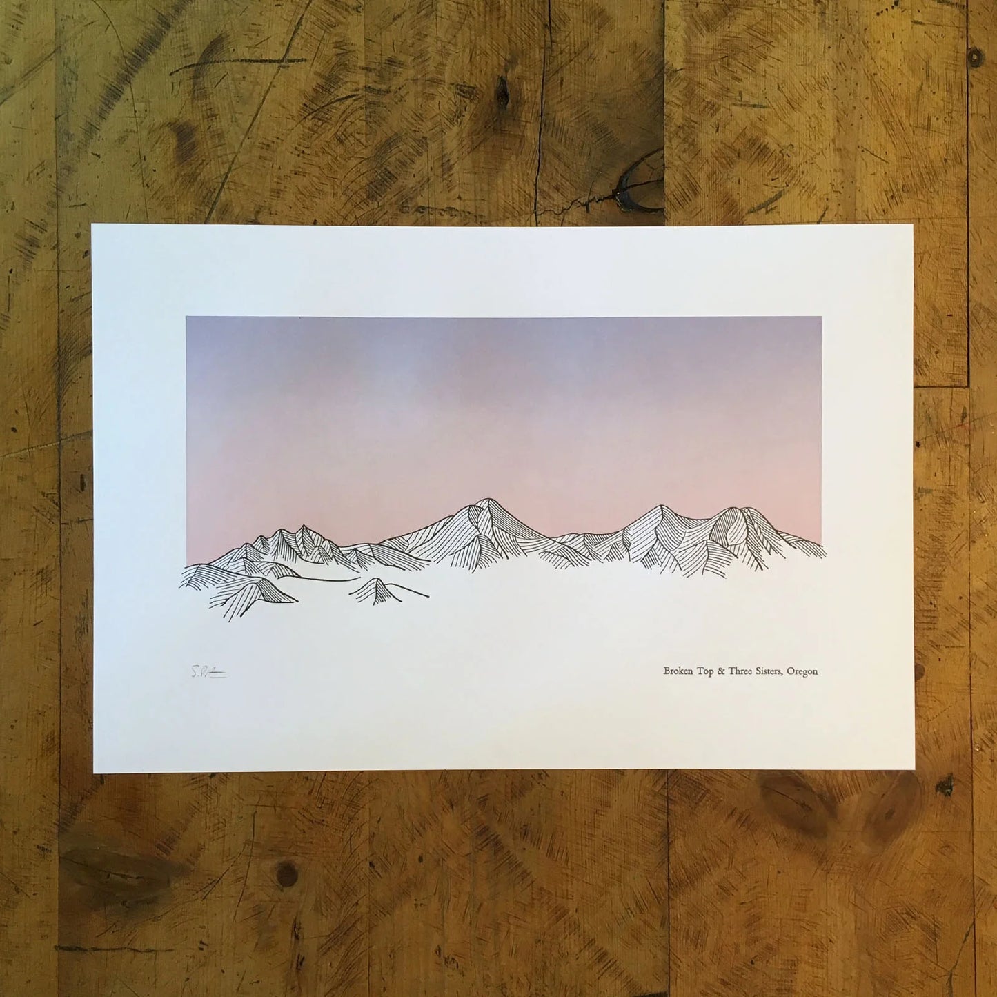 Broken Top and Three Sisters Oregon Letterpress Print by Green Bird Press