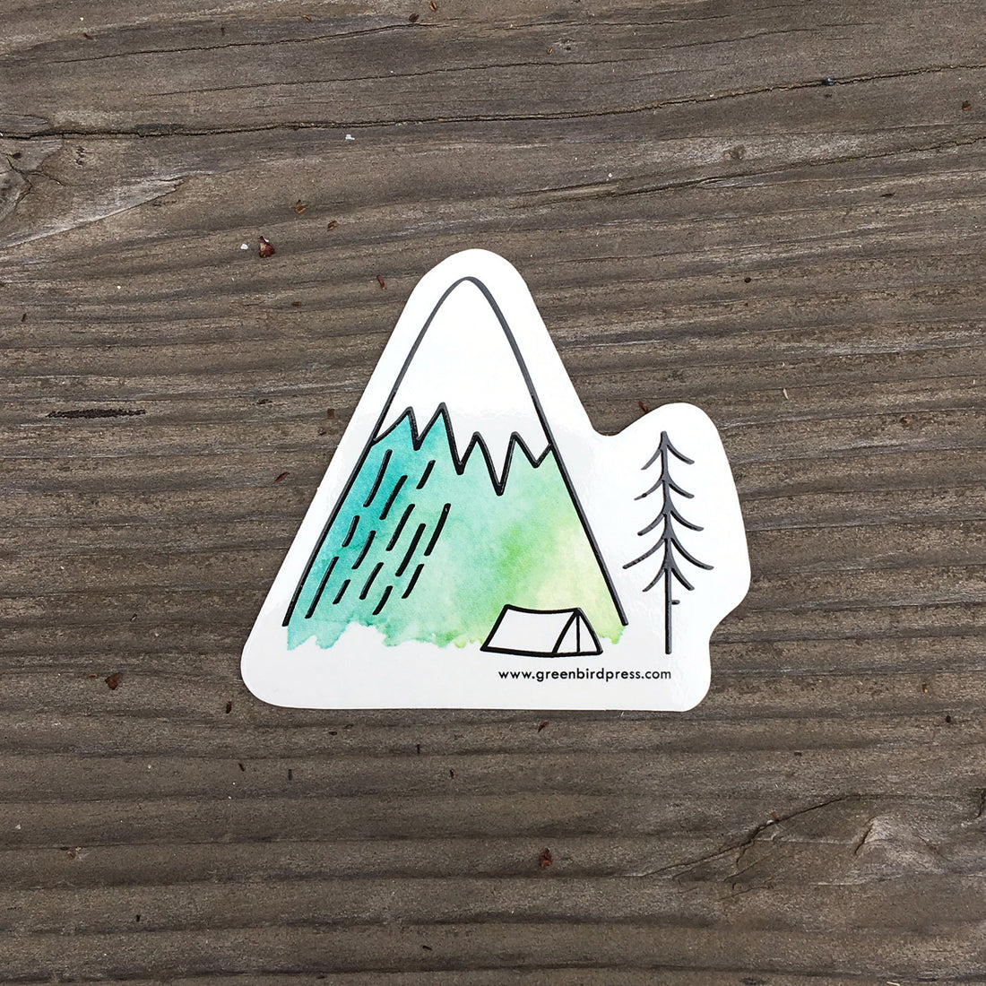 Camping In The Mountains Sticker by Green Bird Press