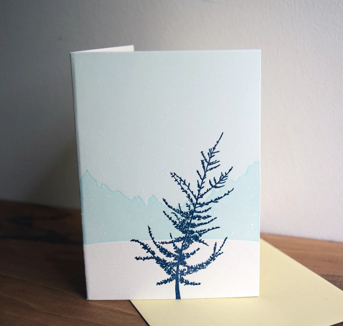 Cedar in Snow Card by Quail Lane Press