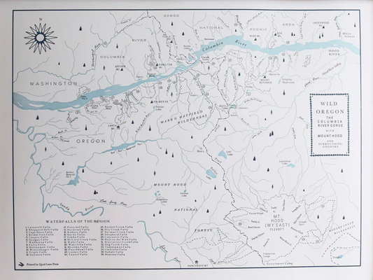 Framed - Columbia River Gorge and Mt Hood Print by Quail Lane Press