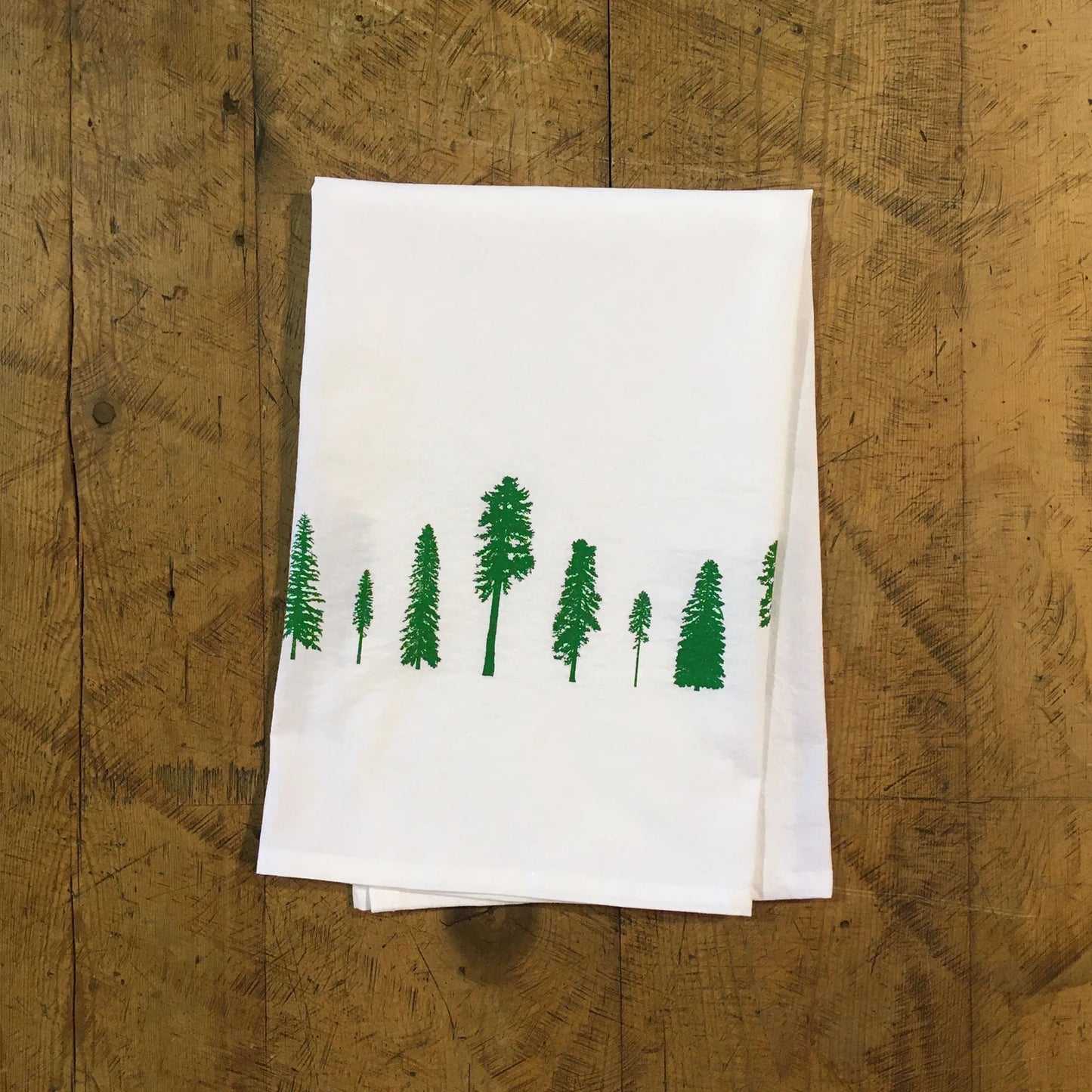 Conifers Screen Printed Tea Towel by Green Bird Press