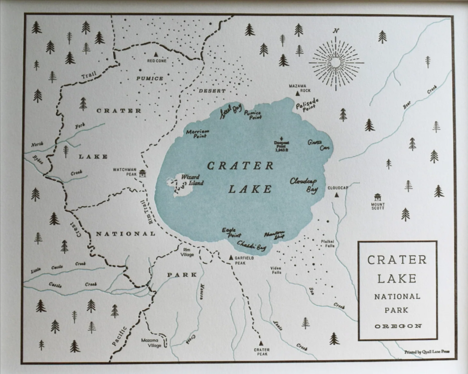 Crater Lake National Park Print by Quail Lane Press