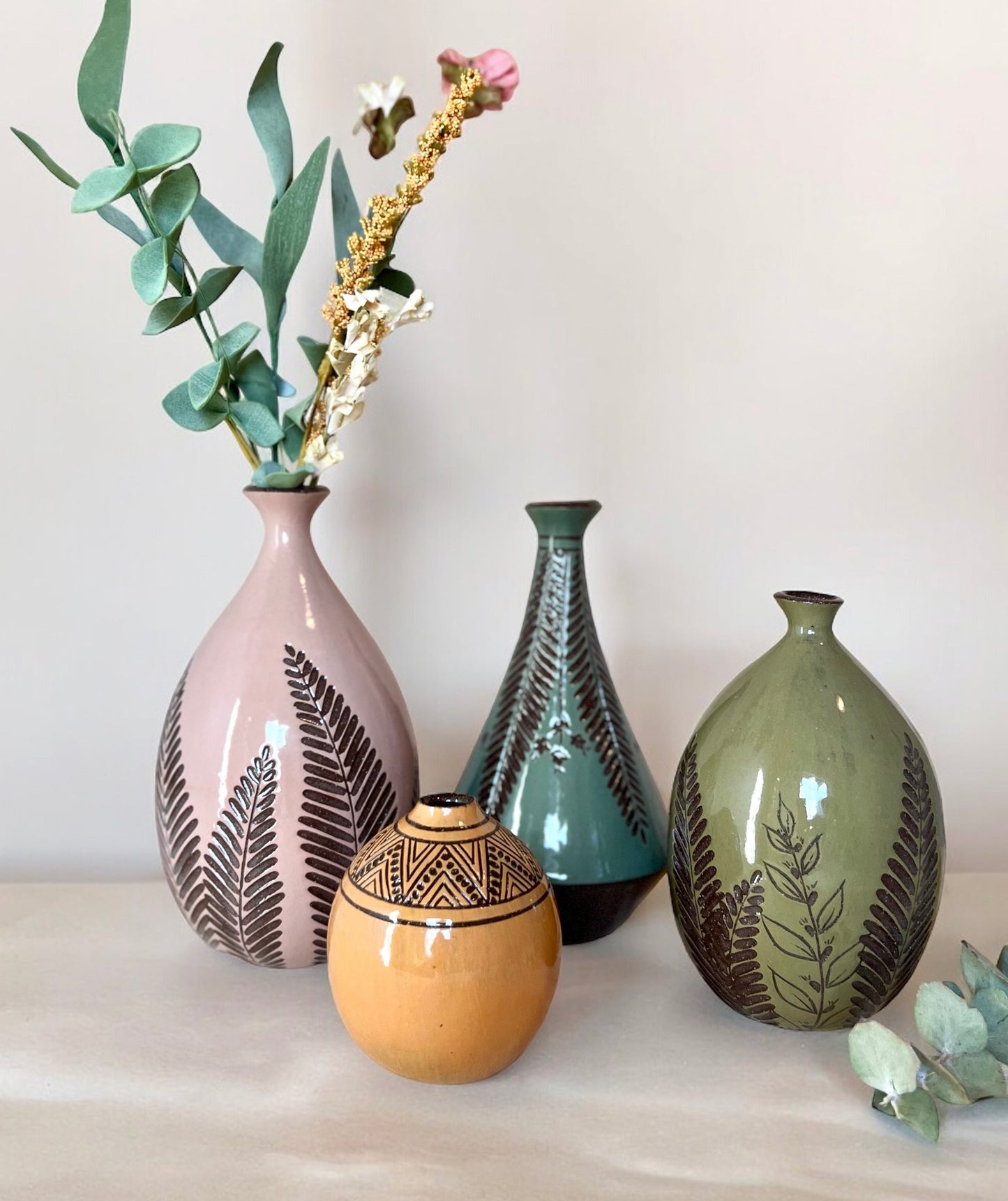 Geometric Design Vase by KF Stoneware