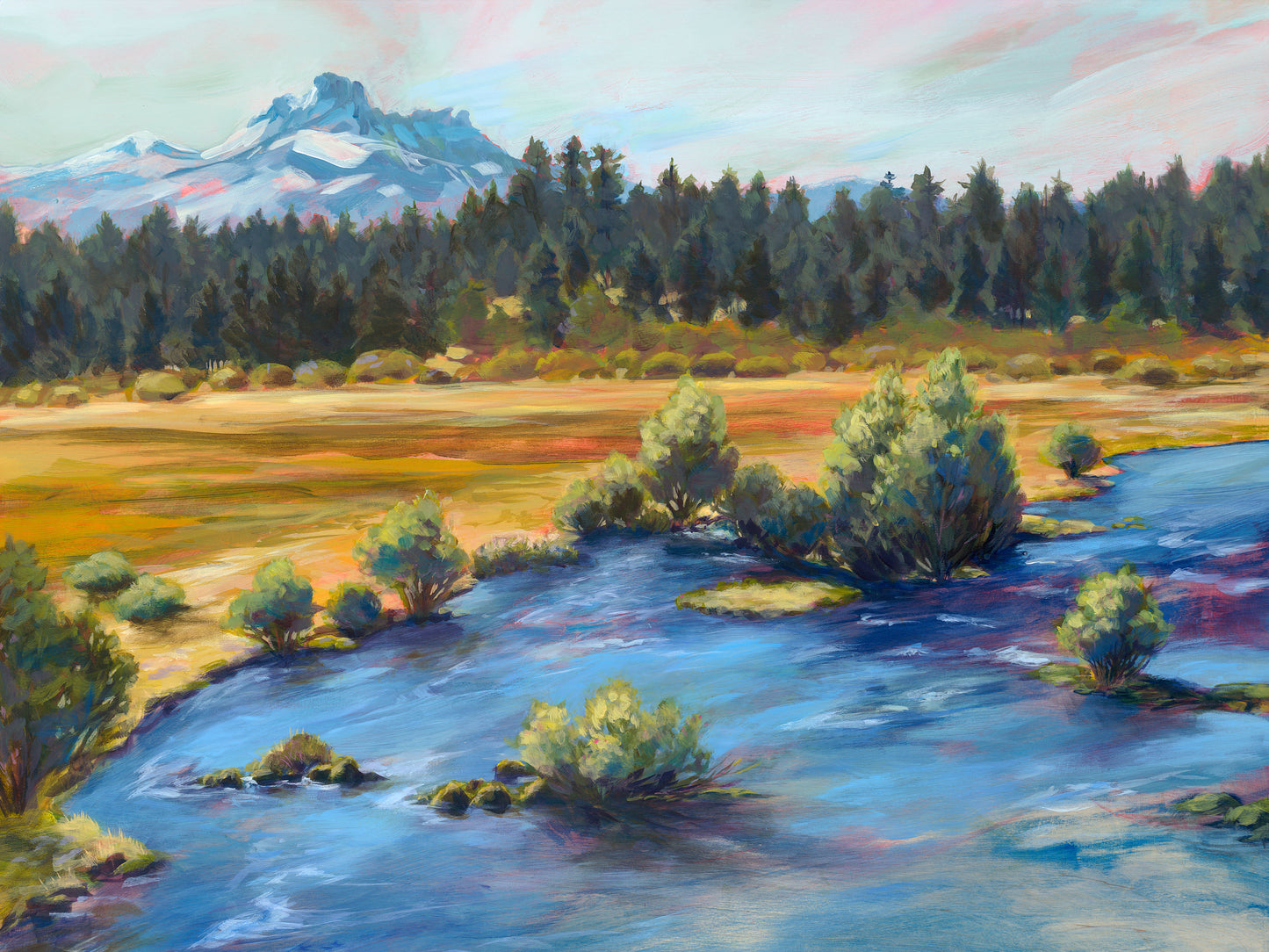 Metolius Meadow with Three Finger Jack Print by Susan Luckey Higdon