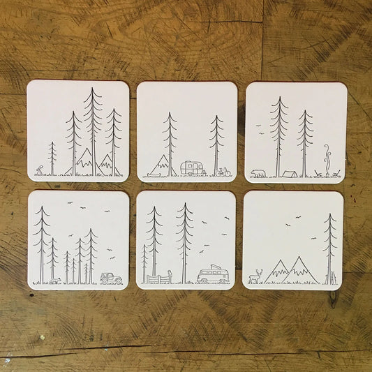 Minimal Adventure Letterpress Coasters by Green Bird Press