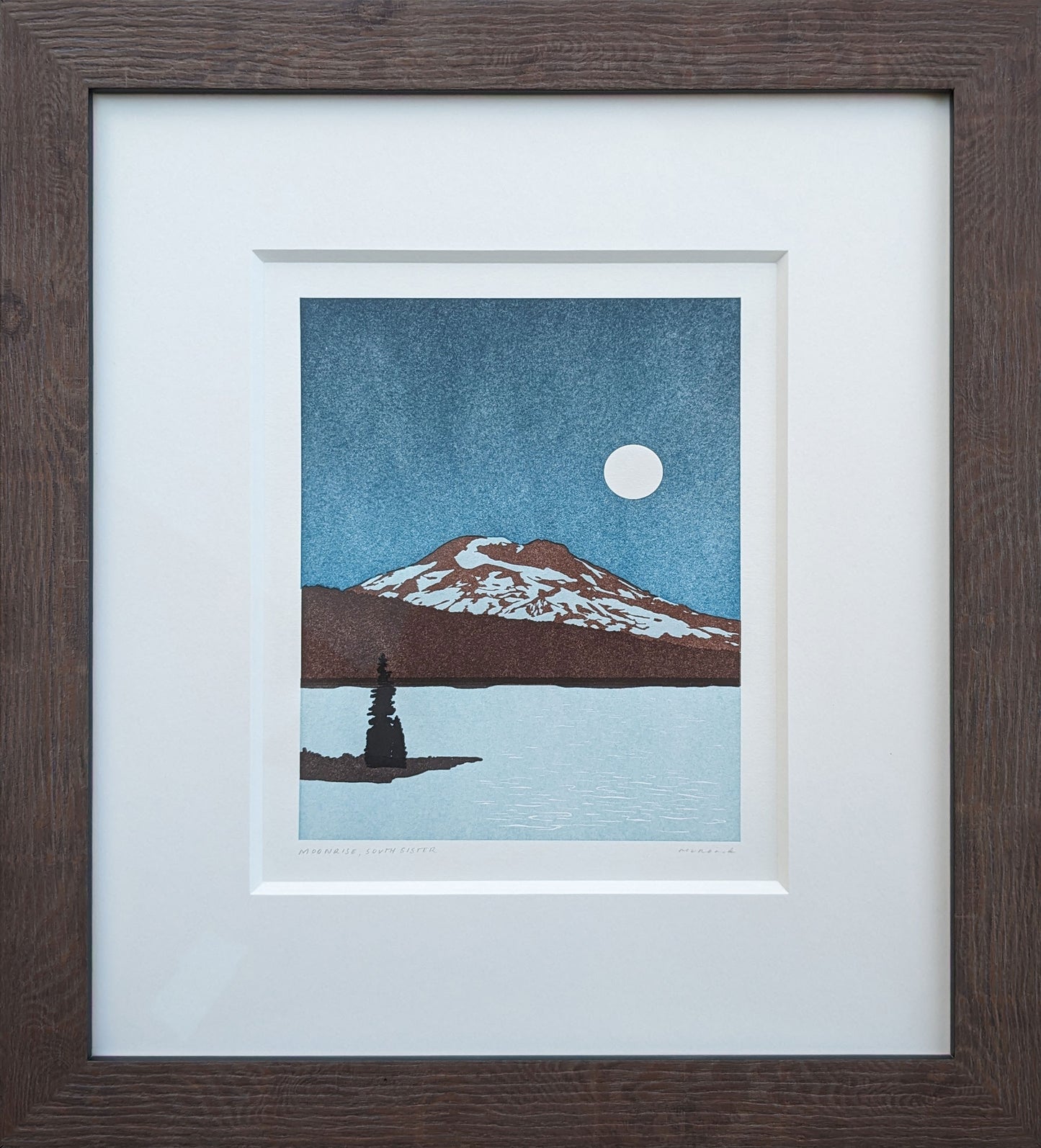 Framed - Moonrise South Sisters Print by Quail Lane Press