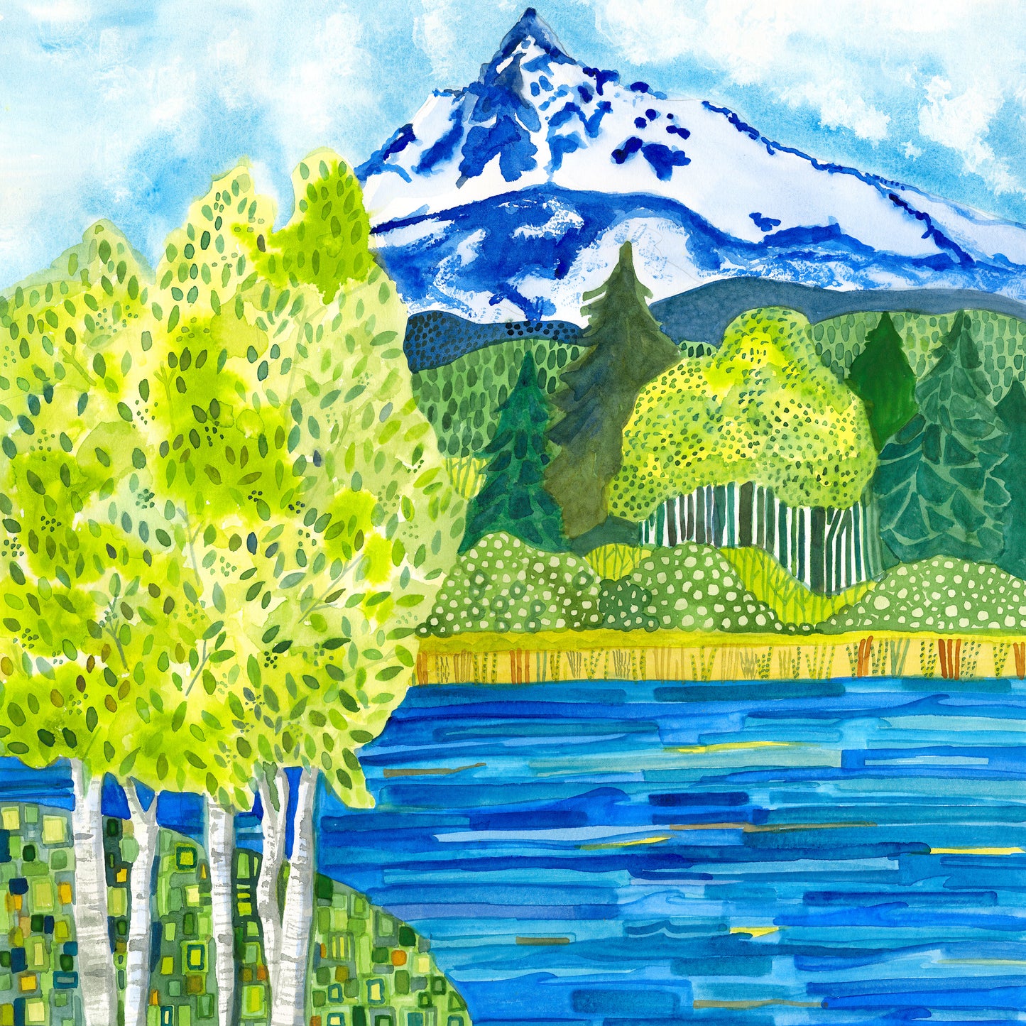 Mt Washington and Five Aspens Print by Kathy Deggendorfer