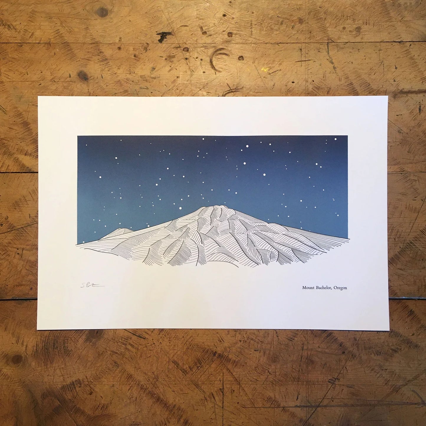 Mount Bachelor Oregon Letterpress Print by Green Bird Press