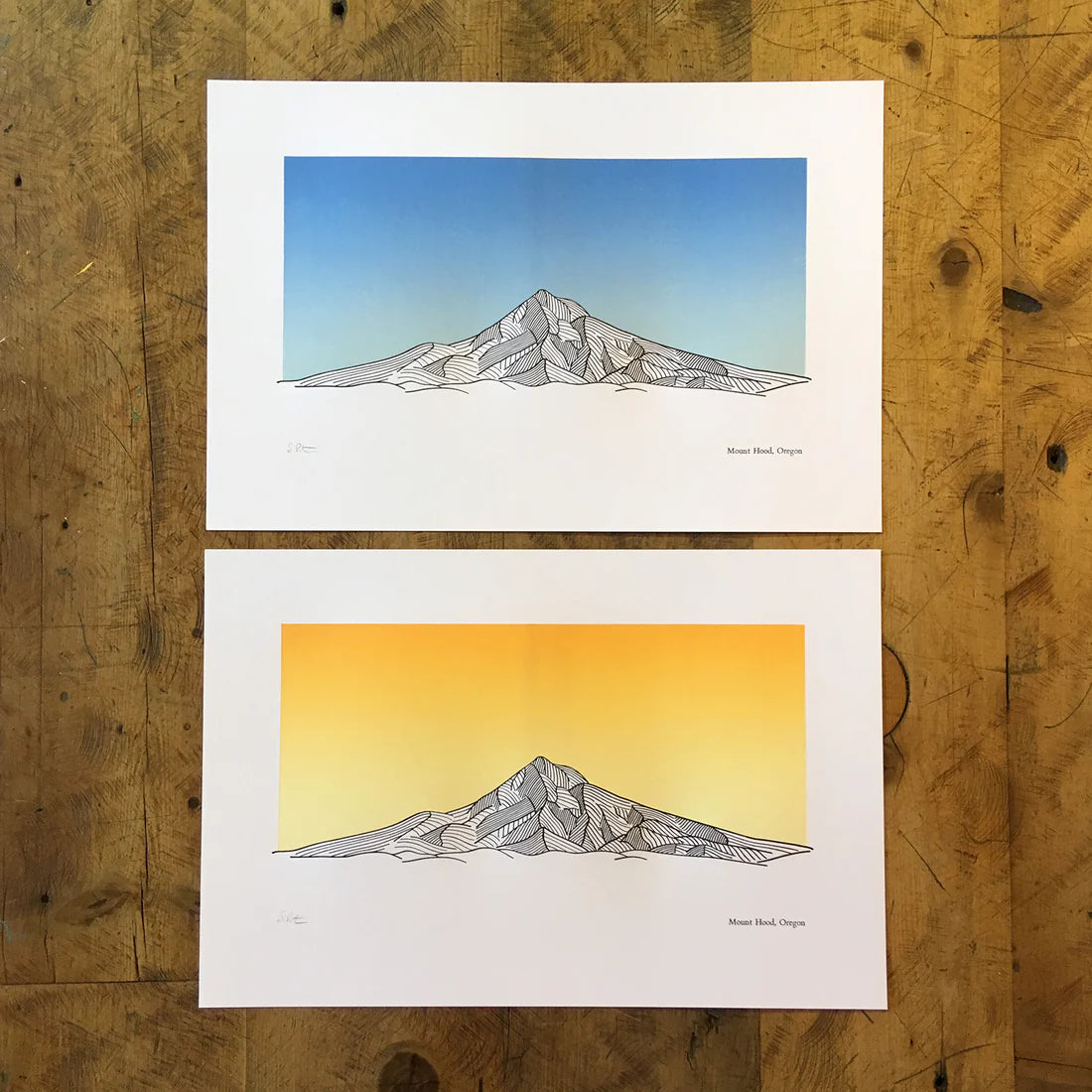 Mount Hood Oregon Letterpress Print by Green Bird Press