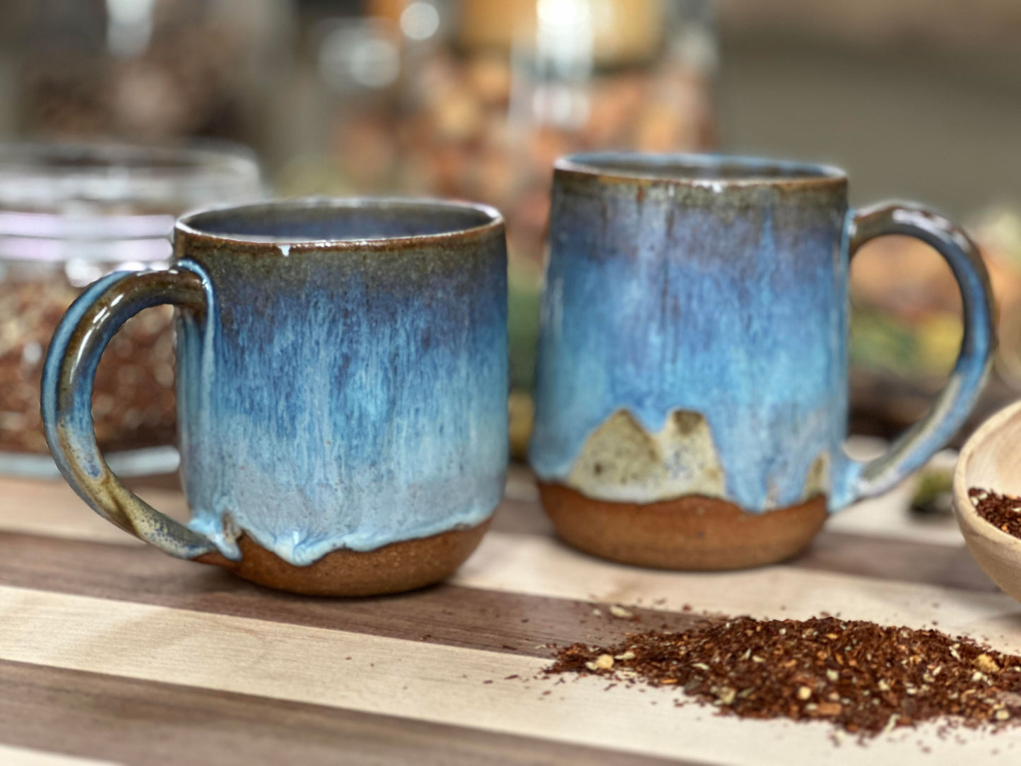 Storytellers Sea / Medium Blue Mugs  by Novel Pottery