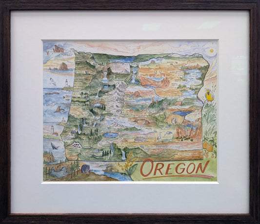 Framed - Oregon Map (2024) by Hikerbooty