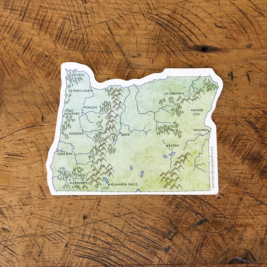 Oregon State Map Sticker by Green Bird Press