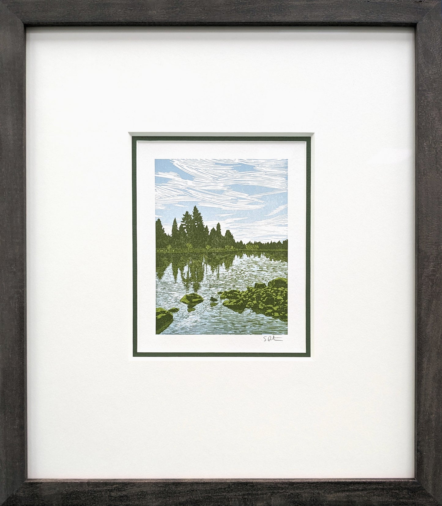Framed - Mirror Pond Letterpress Print by Green Bird Press