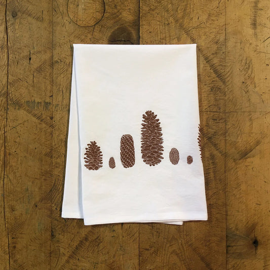 Pine Cones Screen Printed Tea Towel by Green Bird Press