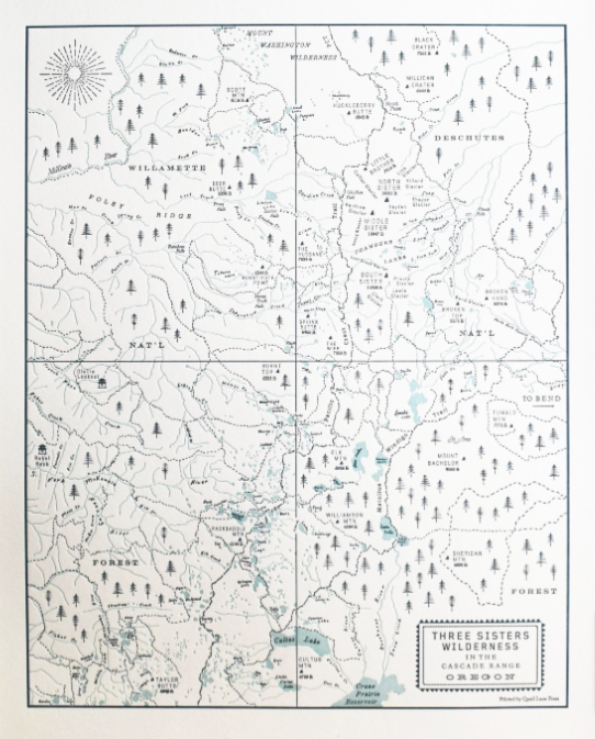 Three Sisters Wilderness Map by Quail Lane Press