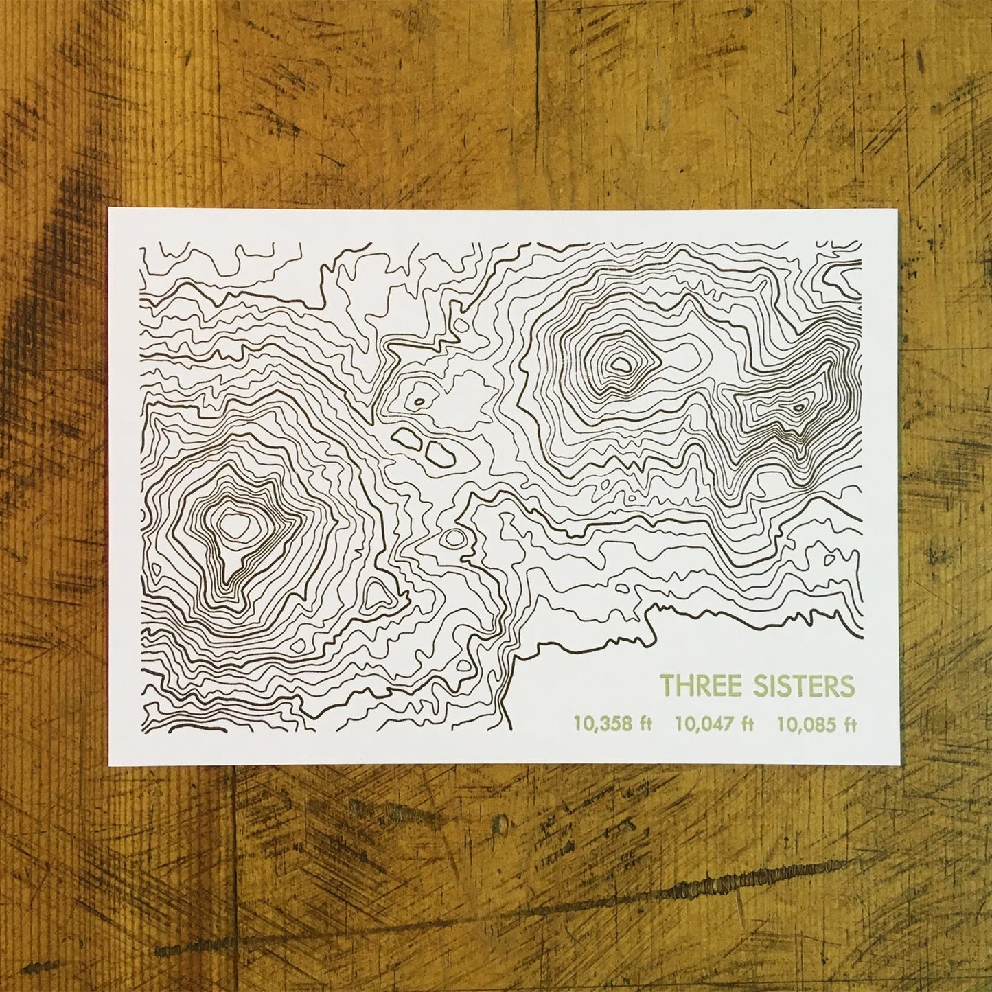 Topographic Map Letterpress Postcards by Green Bird Press