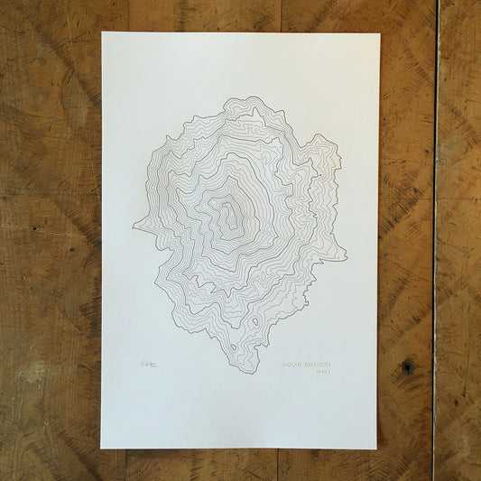 Mount Jefferson Topographic Map Letterpress Print by Green Bird Press