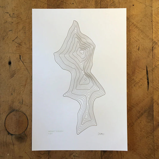 Mount Thielsen Topographic Map Letterpress Print by Green Bird Press