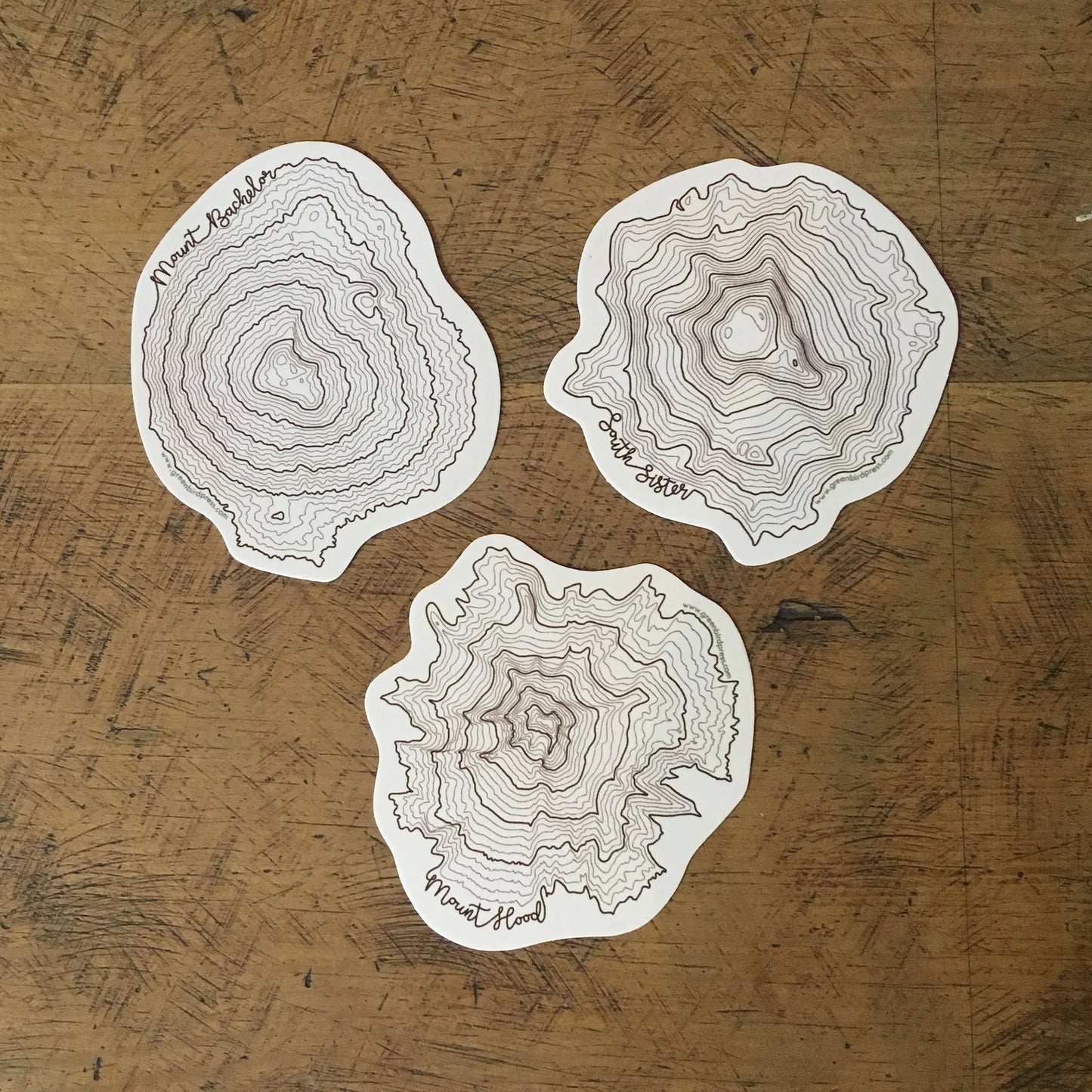 Oregon Topographic Map Stickers - Set of Three by Green Bird Press