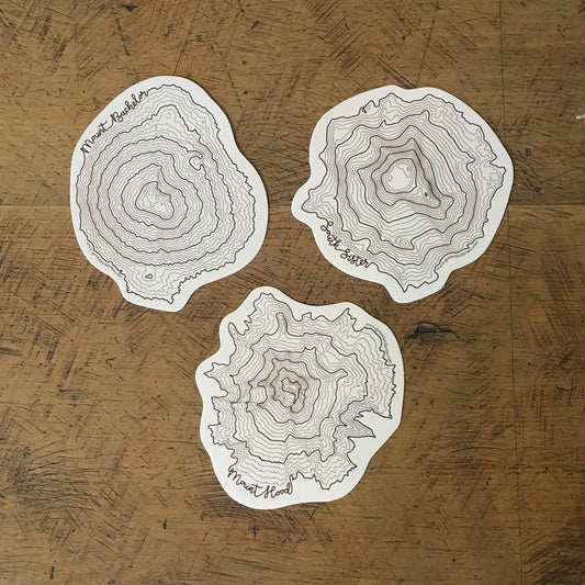 Oregon Topographic Map Stickers - Set of Three by Green Bird Press