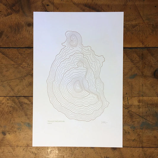 Framed - Tumalo Mountain Topographic Map Letterpress Print by Green Bird Press