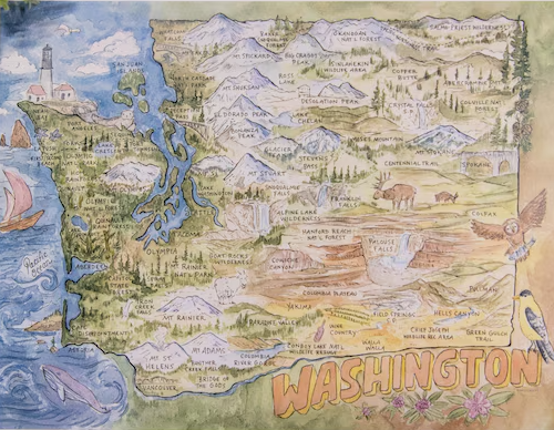 Washington Map by Hikerbooty