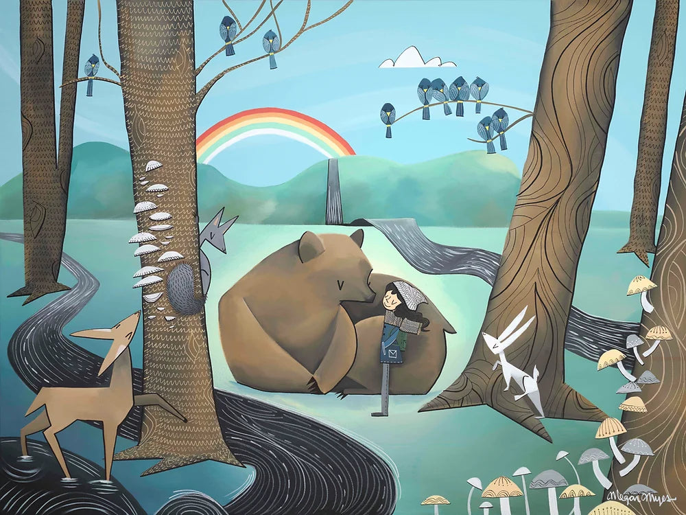 Rainbow Bear and Girl - Forest Friends #64 by Megan Marie Myers