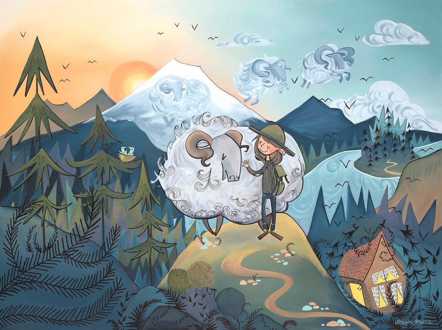 Adventure Girl and Big Horn Sheep #38 by Megan Marie Myers