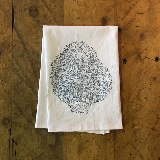 Mt Bachelor Topographic Map Screen Printed Tea Towel by Green Bird Press