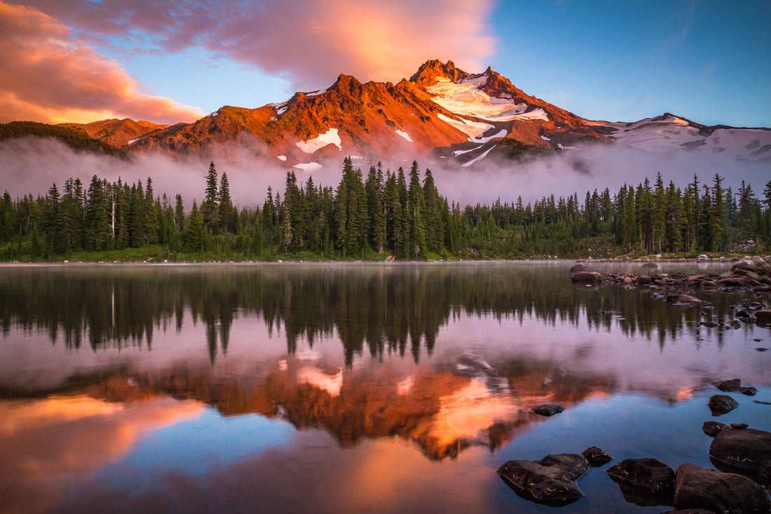 Framed - Scott Lake Red Sunset by Extreme Oregon
